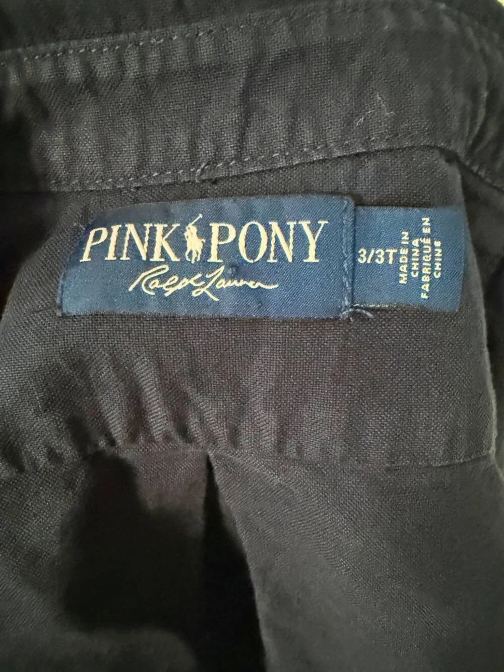 Pink Pony Ralph Lauren Toddler Shirt 3T Navy Cotton Button-Up